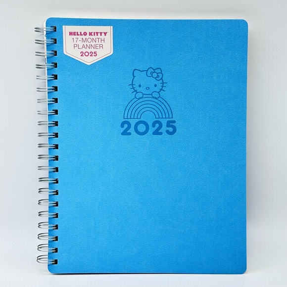 Sanrio Hello Kitty 2025 Large Spiral Planner - Blue Soft Leather Cover - Picture 1 of 11
